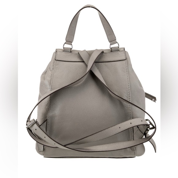 Michael Kors Gray Minimalist Backpack with Studded Flap